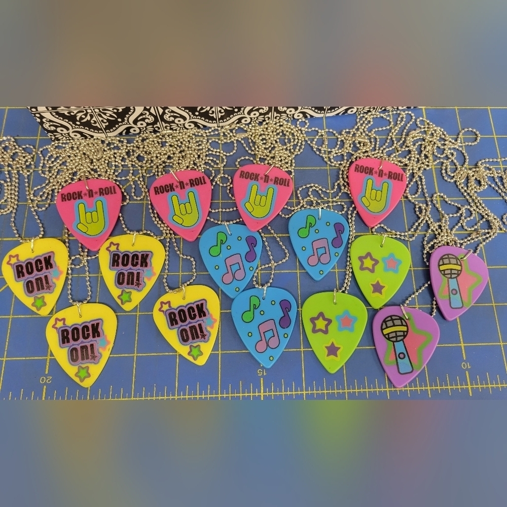 Bundle of 15 Rock 'n' Roll 2" X 1.5" Guitar Pick 26" Ball Chain Necklaces